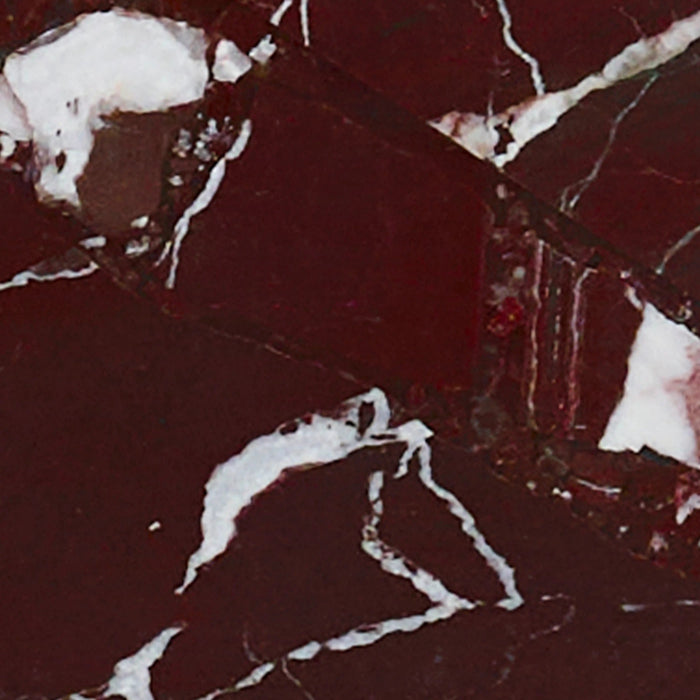 Imani Round Side Table Maroon Red Marble & High Gloss Burgundy