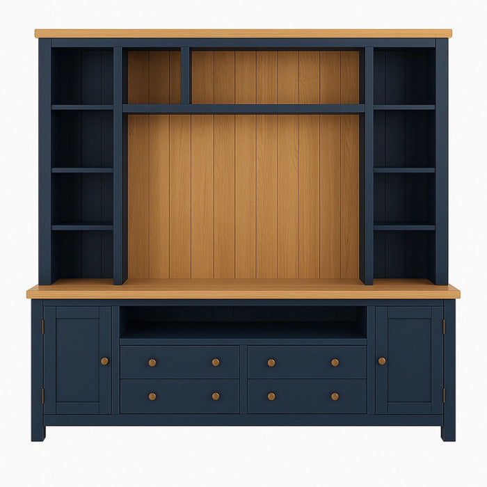 Traditional Navy Blue Dresser with Oak Top