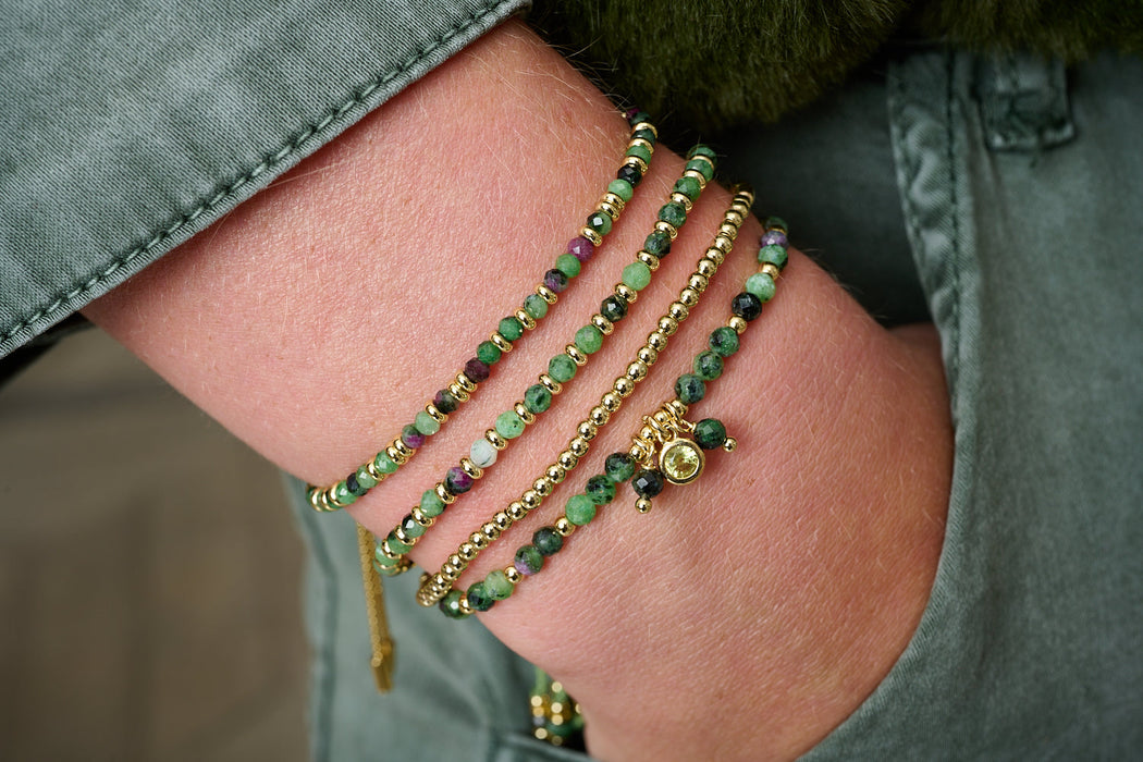Matina Ruby Zoisite Gold & Green Bracelet Stack