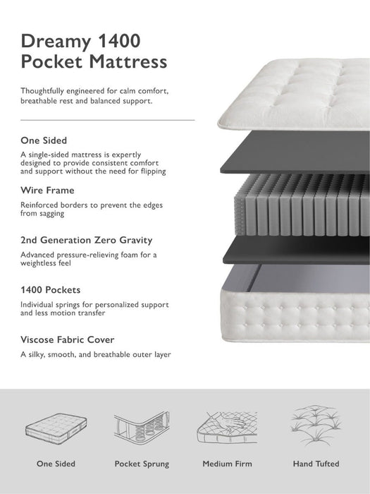 Dreamy 1400 Pocket Mattress - Super King Size