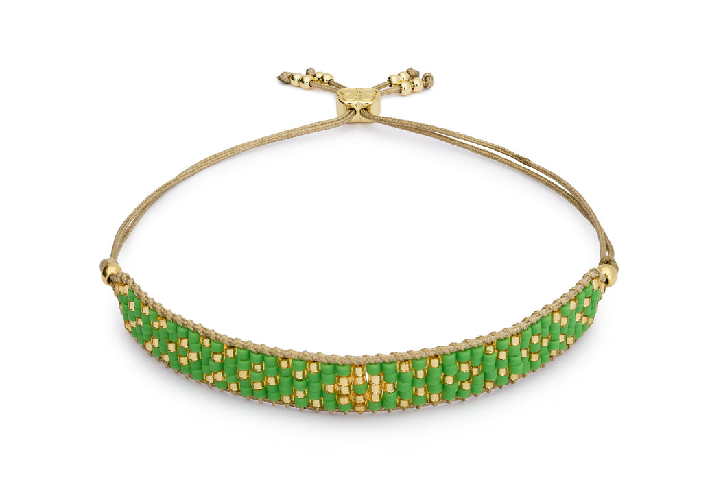 Maya Green & Gold Beaded Friendship Bracelet