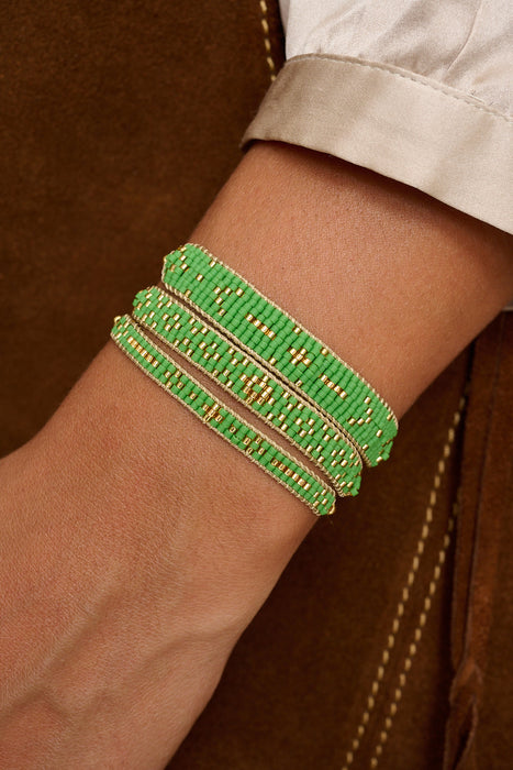 Maya Green & Gold Beaded Friendship Bracelet
