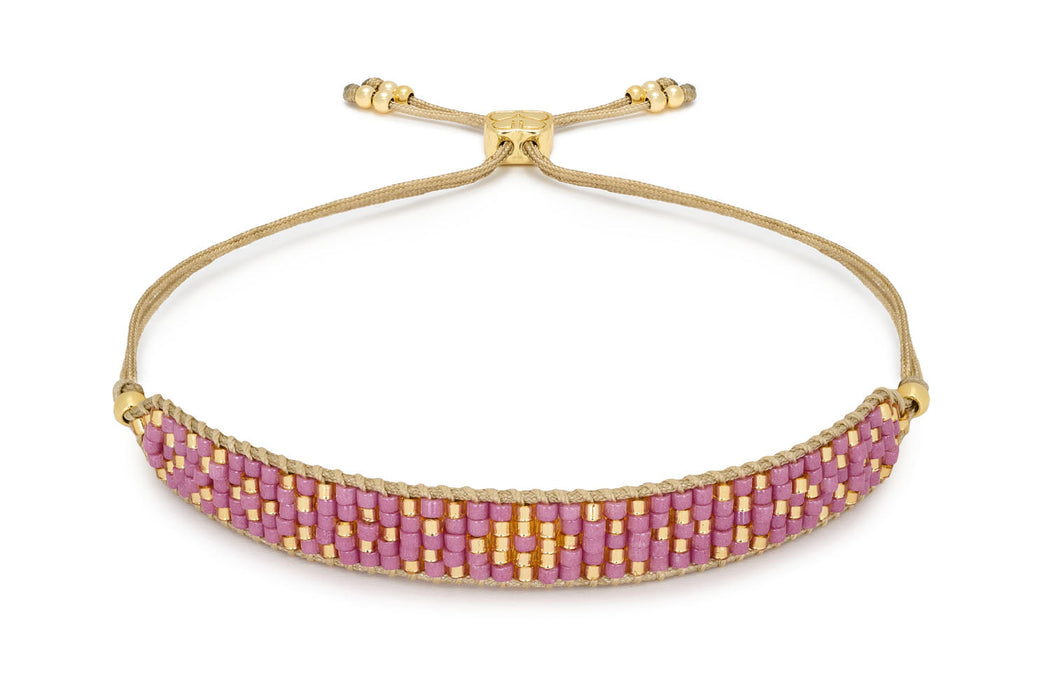 Maya Gold & Pink Beaded Friendship Bracelet