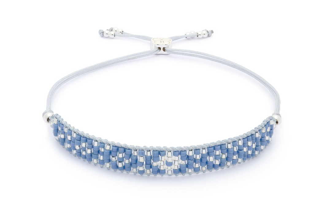 Maya Silver & Blue Beaded Friendship Bracelet