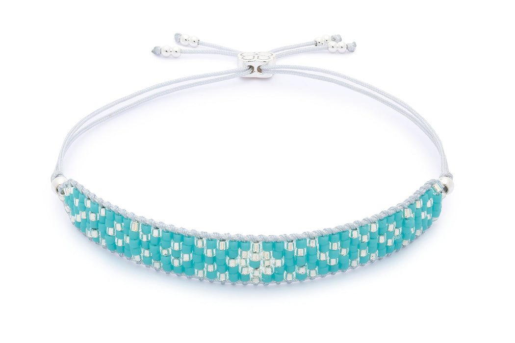 Maya Silver & Turquoise Beaded Friendship Bracelet
