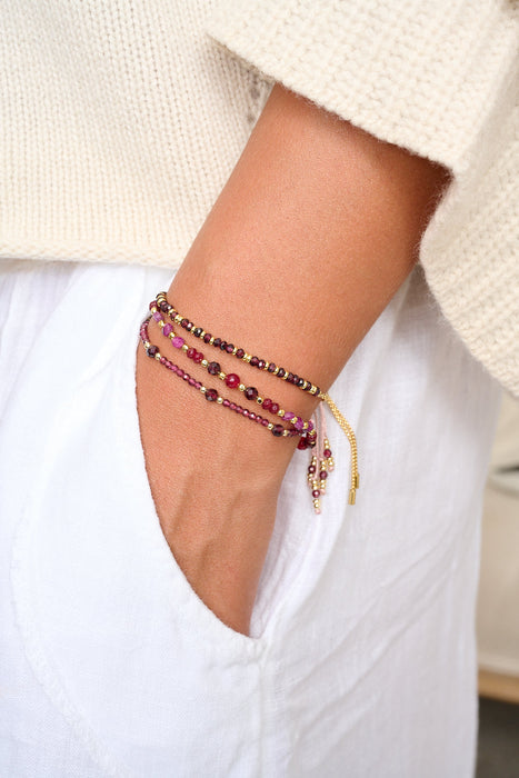 Meadow Garnet Gold Friendship Bracelet