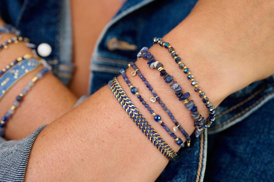 Meadow Gold & Kyanite Beaded Slider Bracelet