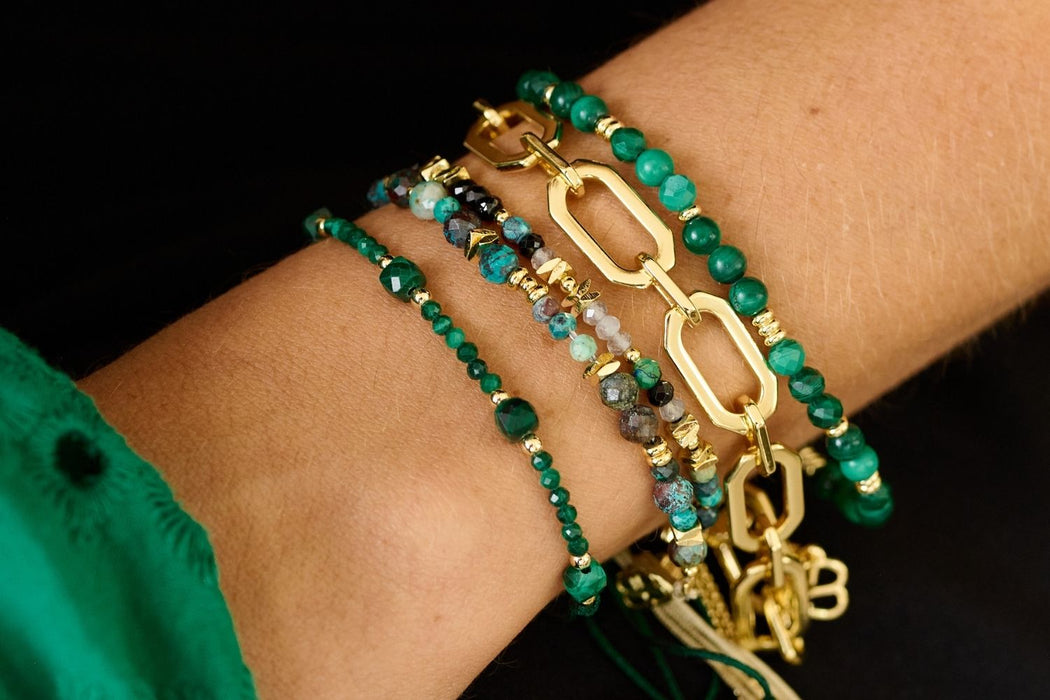 Meadow Gold & Malachite Gemstone Friendship Bracelet