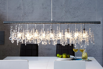 Hanging Lamp Diamonds 120cm Acryl Silver 9-lights