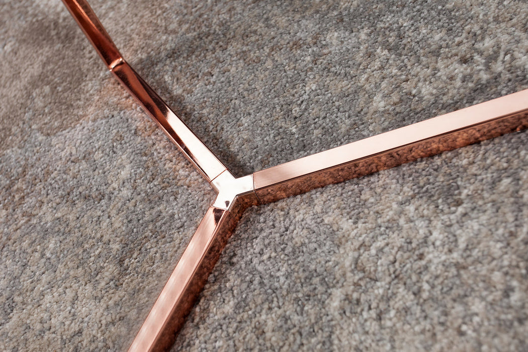 Round Side Table Art Deco 50cm Metal Copper
