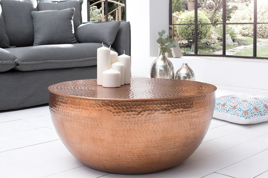 Round Coffee Table Orient 60cm Metal Copper