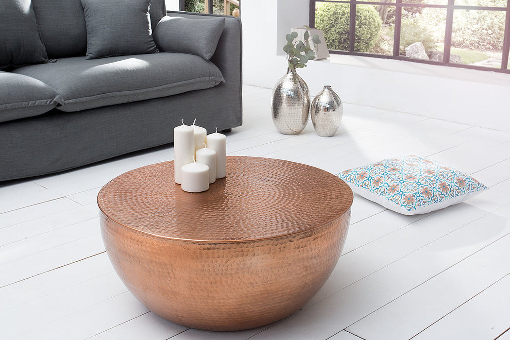 Round Coffee Table Orient 60cm Metal Copper