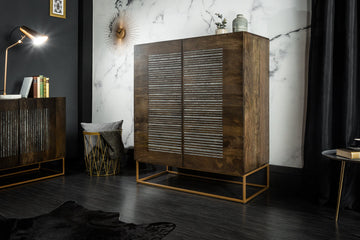 Cabinet Obsidian 121cm Mango Wood Brown & Agate