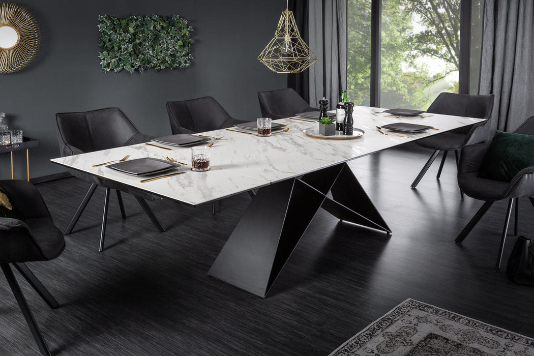 Extendable Dining Table Mercury 180-220-260cm Ceramic Marble Look