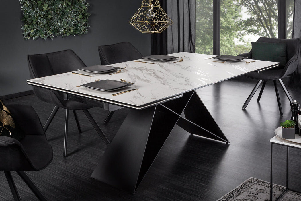 Extendable Dining Table Mercury 180-220-260cm Ceramic Marble Look