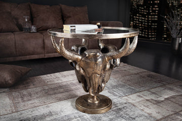 Round Side Table Matador 53cm Metal Bronze Glass