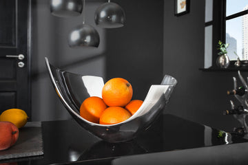 Decorative Bowl Abstract 30cm Polished Metal Silver