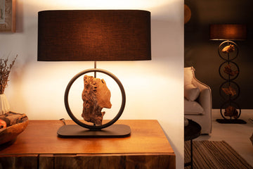 Table Lamp Elements 58cm Acacia Wood Black