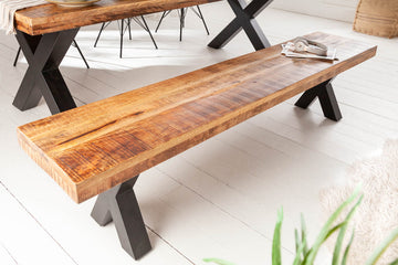 Bench Blacksmith 200cm Mango Wood Natural X-frame
