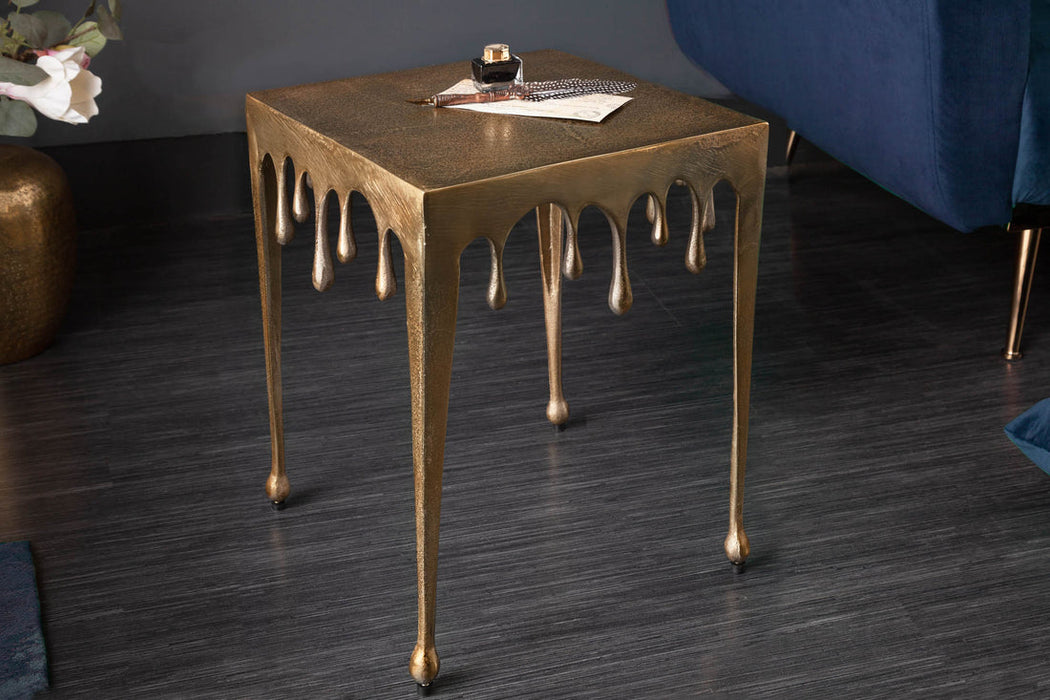 Side Table Liquid Line 44cm Metal Gold