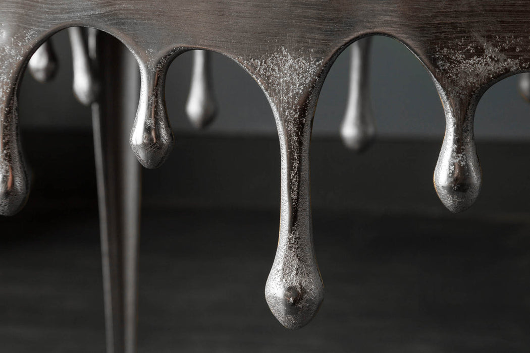 Side Table Liquid Line 44cm Metal Silver