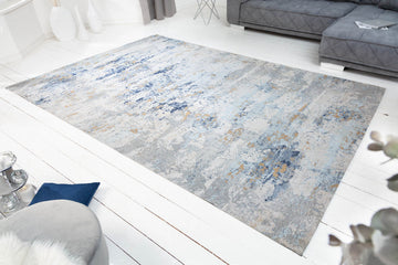 Rug Abstract 350x240cm Cotton Blue