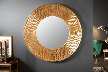 Mirror Circle 100cm Wood Gold