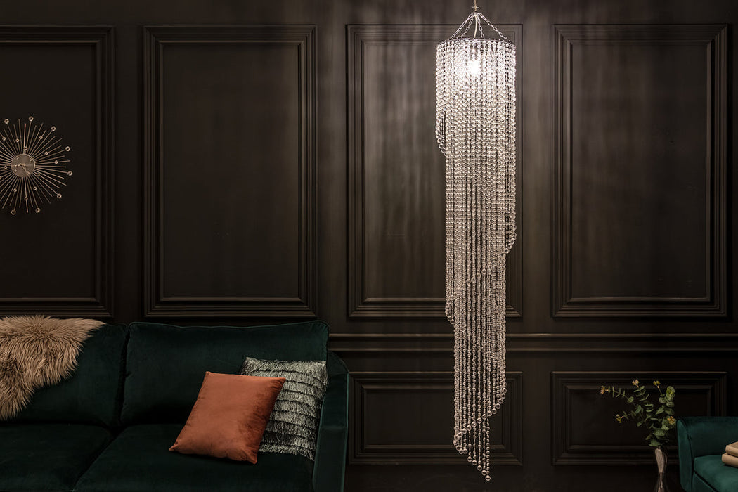 Hanging Lamp Big Strass L 160cm Acryl Silver