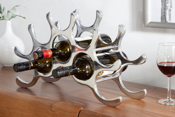 Wine Bottle Rack Flame 48cm Metal Silver