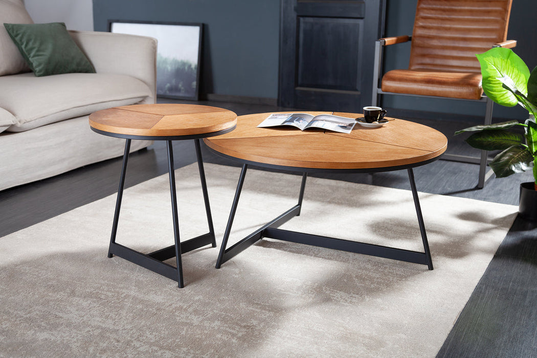 Round Coffee Table Elegance 80cm Oak Look Natural