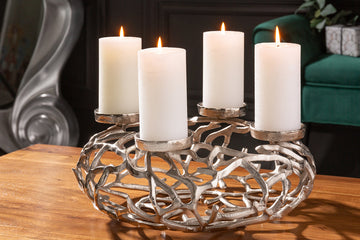 Candle Holder Abstract 38cm Metal Silver