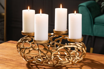 Candle Holder Abstract 38cm Metal Gold