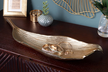 Decorative Bowl Abstract Leaf 64cm Metal Gold