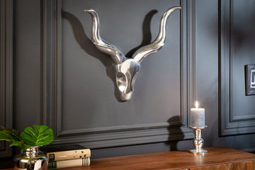 Decorative Antler Rodeo 53cm Metal Silver