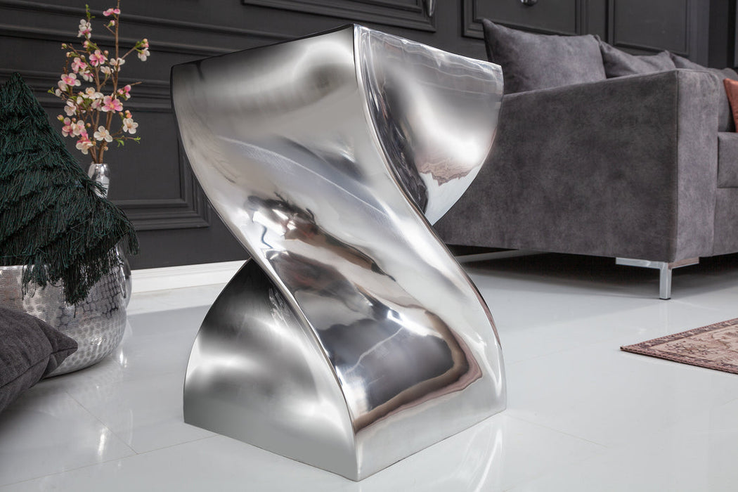 Side Table Twist 45cm Metal Silver