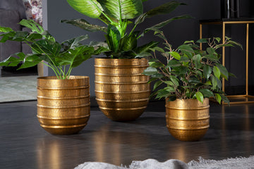 Set Of Three Flower Pots Mandala 16cm/21cm/27cm Metal Gold