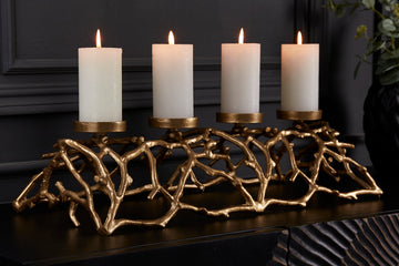 Candle Holder Abstract 60cm Metal Gold For 4 Candles