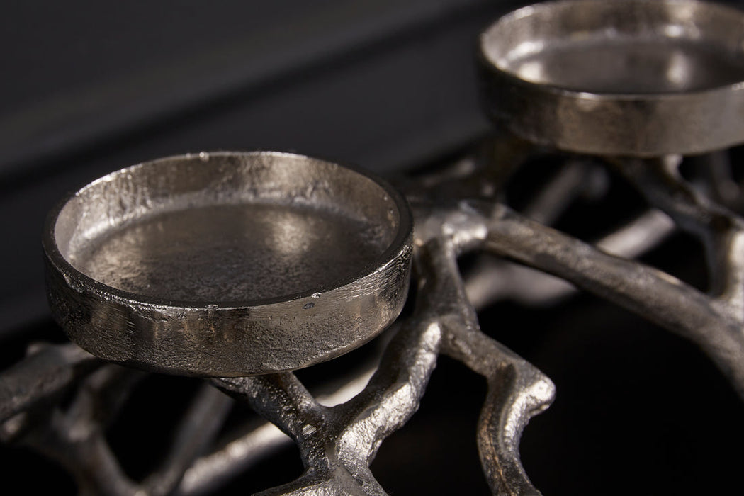 Candle Holder Abstract 60cm Metal Silver For 4 Candles