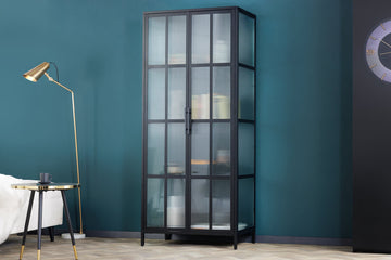 Cabinet Dura 180cm Ribbed Glass Metal Black