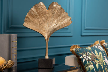 Decorative Sculpture Ginkgo 44cm Metal Gold