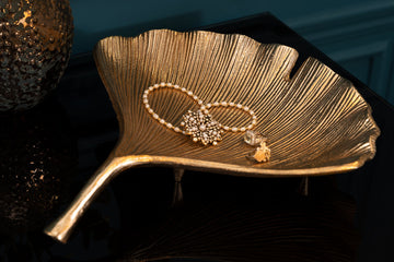 Decorative Bowl Ginkgo 33cm Metal Gold