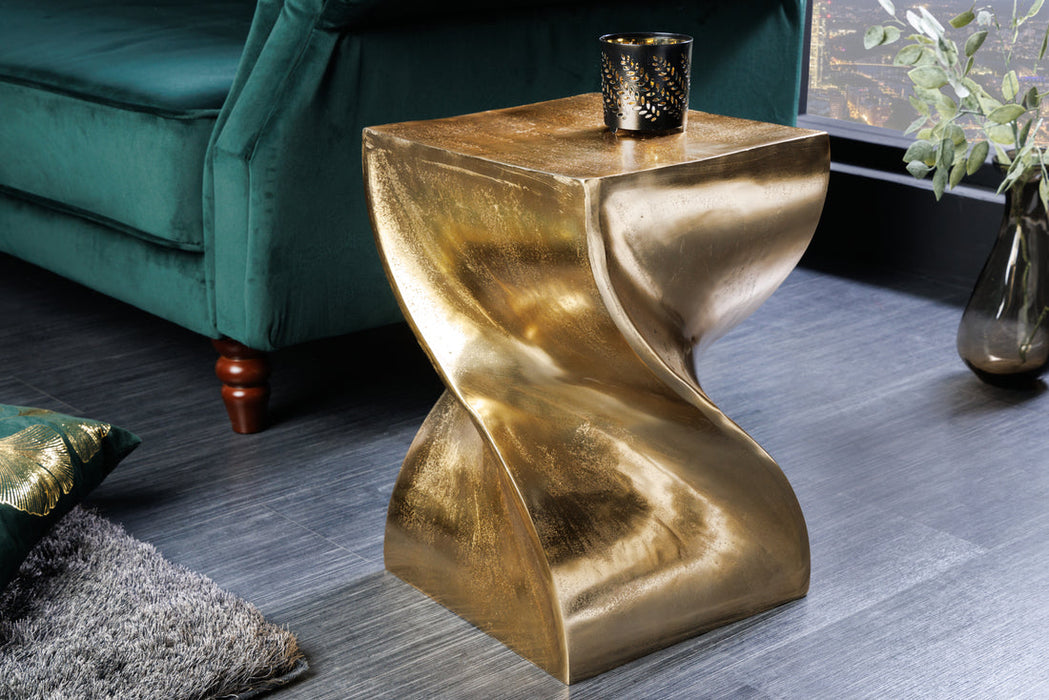 Side Table Twist 45cm Metal Gold