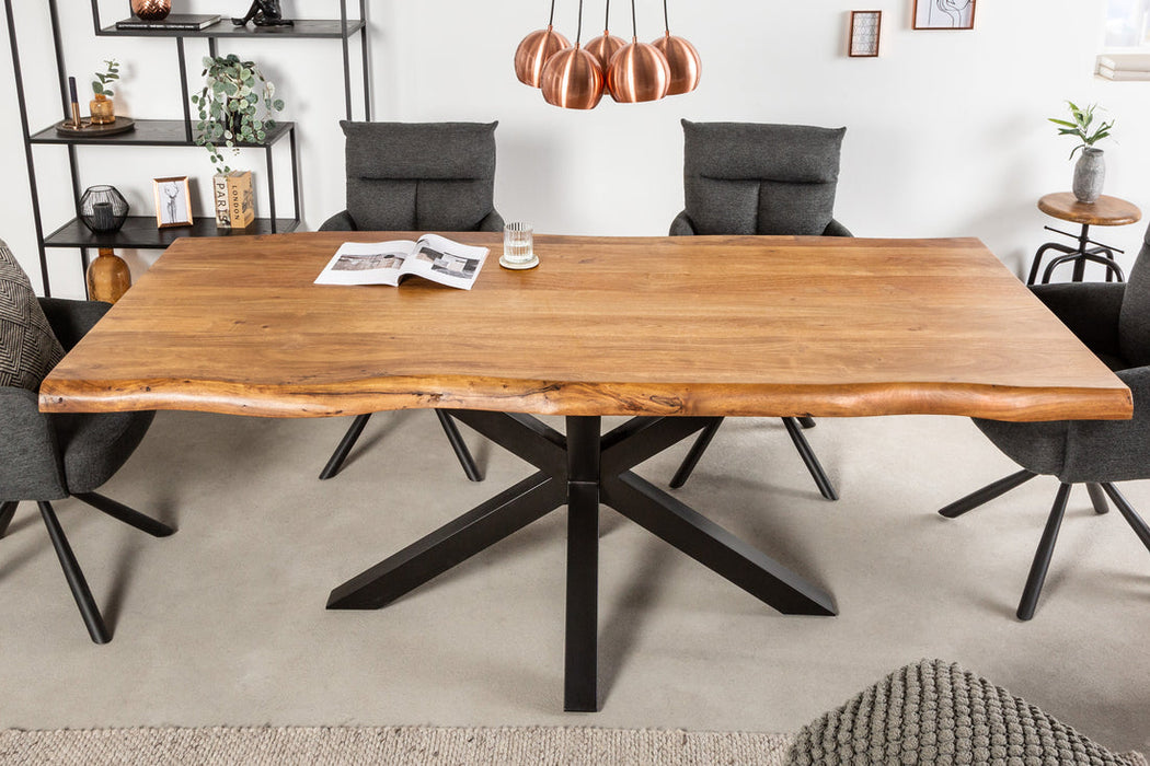 Dining Table Monolith Nature 220cm Acacia Wood Honey Cross-Frame