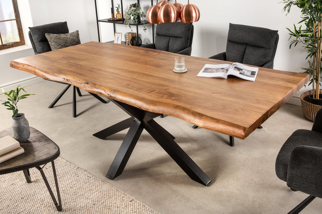 Dining Table Monolith Nature 220cm Acacia Wood Honey Cross-Frame