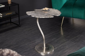 Side Table Ginkgo 55cm Metal Silver