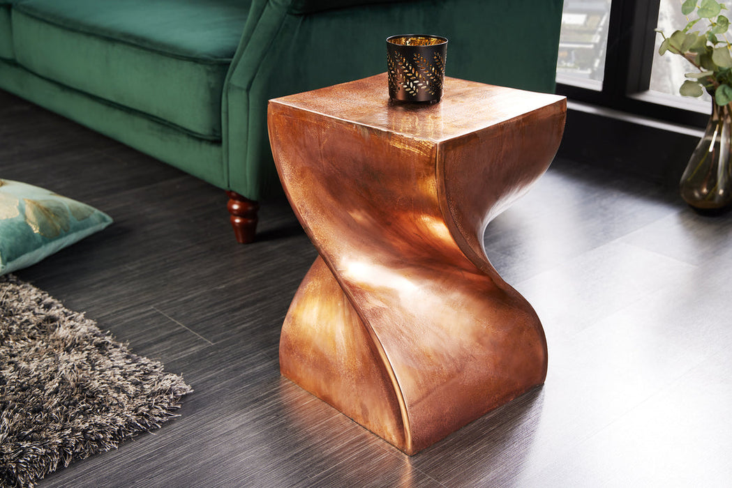Side Table Twist 45cm Metal Copper