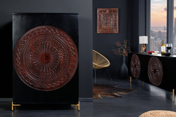 Bar Cabinet Lotus 141cm Mango Wood Black