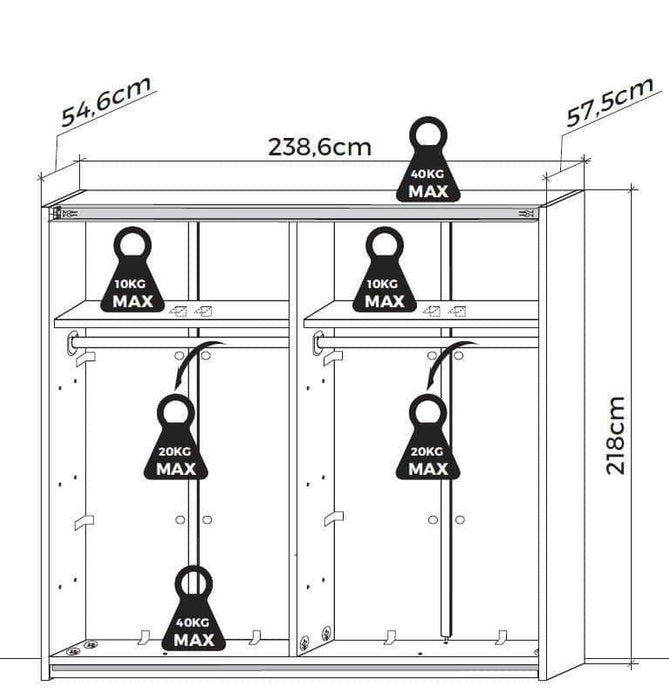 Melphis Mirrored And Oak Effect 240cm Sliding Door Wardrobe P8DSMLBL