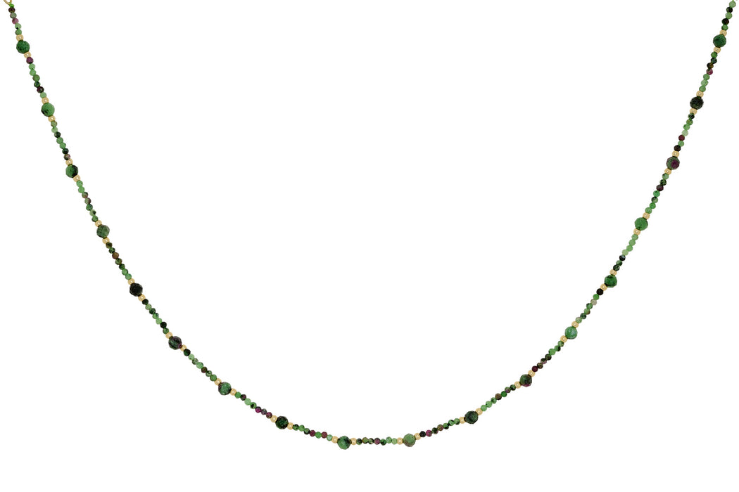 Melrose Gold & Ruby Zoisite Gemstone Bead Necklace