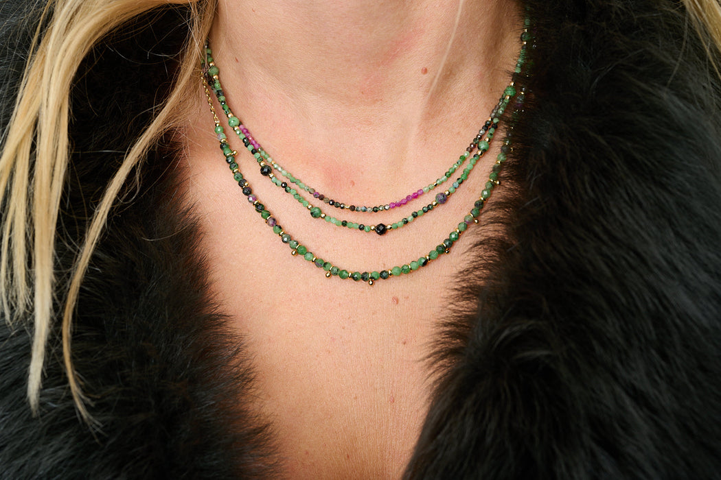 Melrose Gold & Ruby Zoisite Gemstone Bead Necklace